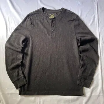 00s 써멀 롱T 헨리넥 와플 원단 블랙 그런지 Y2K