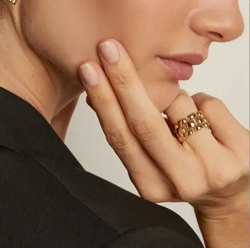 골드 체인 링크 반지 박스 포함