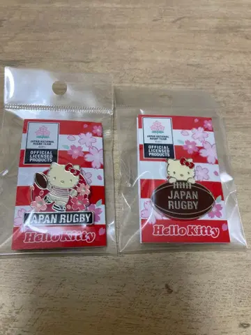 헬로키티 일본 대표 럭비 콜라보 핀 배지 2개 세트 미개봉 새상품