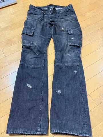 roar 로아 다크 그레이 카고 팬츠 스톤 장식