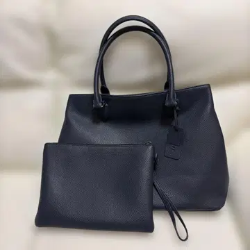 ABAHOUSE for ANA 주름 가죽 가로형 토트백 파우치 포함