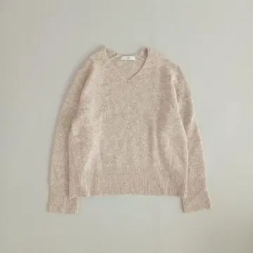 새상품급! anyFAM V넥 니트 샤이니 스팽글 라메 베이지