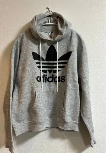 USA 제조 80s 90s 아디다스 만국기 택 후드티 그레이