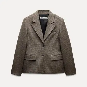 ZARA ZW 컬렉션 체크 무늬 블레이저 라이트 사이드 XS