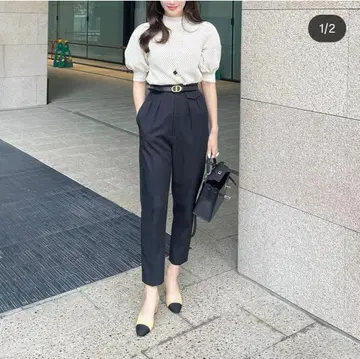 새상품 HYEON 캐롯 팬츠, 블랙, 블랙