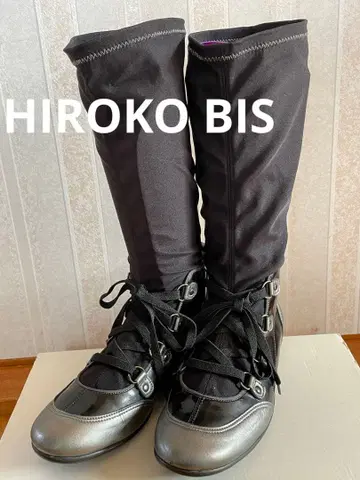 HIROKO BIS 가죽 x 신축성 천 콤비 스니커즈