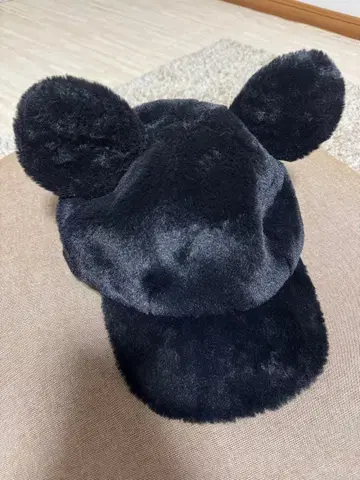 디즈니랜드 미키마우스 귀 달린 퍼 캡