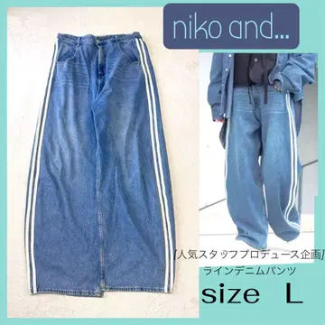 니코앤드 팬츠 청바지 라인 데님 팬츠 인디고 L