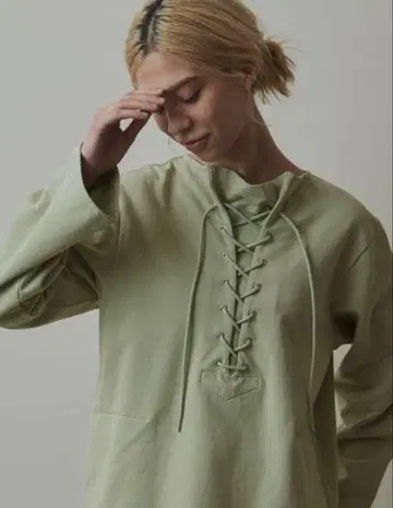 미사용 택 포함 steven alan 레이스업 넥 긴팔 T셔츠