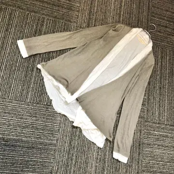 no jean [ M ] 가벼운 가디건 카키 화이트 긴팔 심플