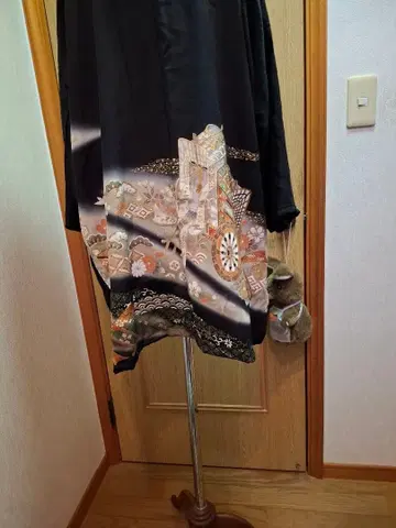 전통 예복 기모노 후드 부착 하프 코트