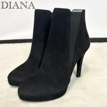 미사용 DIANA 스웨이드 숏부츠 블랙 사이드 고어 23.5cm
