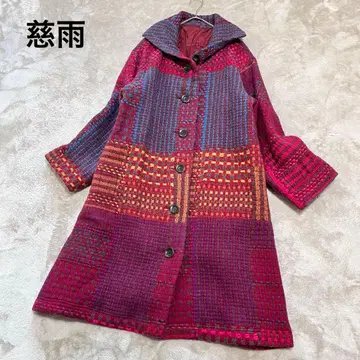 컨디션 최상 지우 센소유니코 패치워크 울 코트 롱 플레어