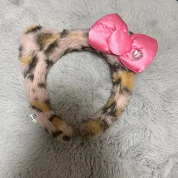 레오파드 무늬 리본 포함 머리띠