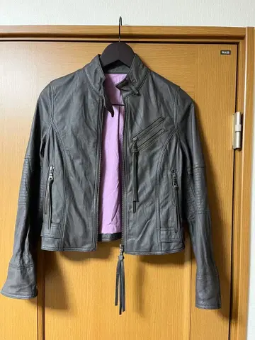 그레이 가죽 자켓 양가죽