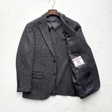 컨디션 최상 미츠미네 해리스 트위드 테일러드 자켓 헤링본 그레이 M