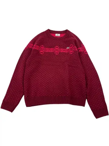 e140 라코스테 와인 레드 니트 스웨터