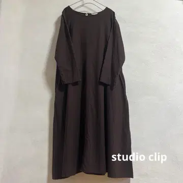 등 턱 A 라인 롱 원피스 studio clip 스튜디오 클립 짙은 갈색
