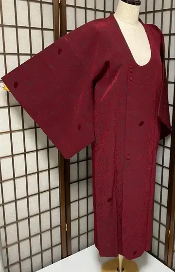 C39 순수 실크 겨울용 비로드 린나 코트 롱 컨디션 최상 기모노