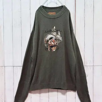 NORTH RIVER 칠면조 자수 스웨터