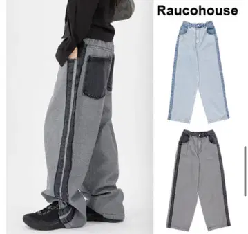 [ Raucohouse ] 더블 트랙 라인 와이드 데님 팬츠