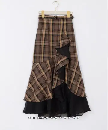 안미르 프릴 시어 레이어드 스커트 브라운 체크 Free 사이즈