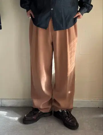 90s Lancel 텐셀 슬랙스 핑크 베이지