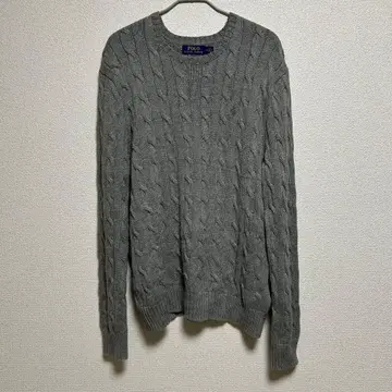 POLO 그레이 케이블 니트 스웨터