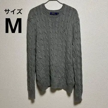 POLO 그레이 케이블 니트 스웨터