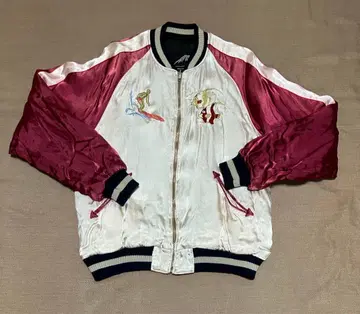 하와이와 일본풍 패턴 리버서블 면 스카잔