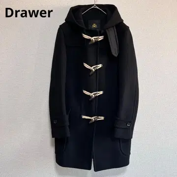 컨디션 최상 드로어 울 더플 코트 블랙 36