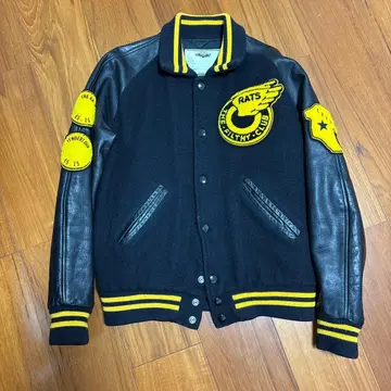 RATS 바시티 자켓 블랙/옐로우 컬러