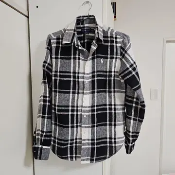 랄프 로렌 폴로 자수 린넨 긴팔 체크 셔츠 M