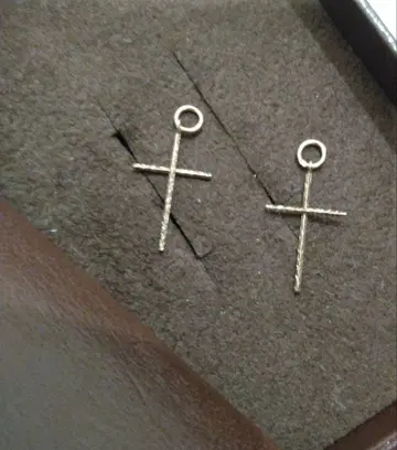 agate K10 골드 크로스형 귀걸이 크로스 참