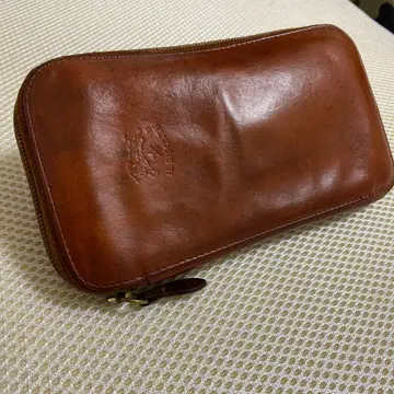 IL BISONTE 브라운 가죽 장지갑 에이징 있음!
