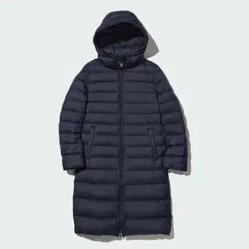 UNIQLO 울트라 라이트 다운 후드 롱 다운 자켓 네이비
