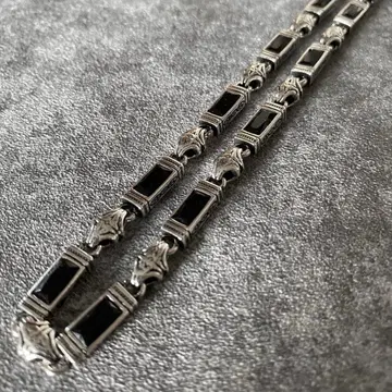 멕시칸 주얼리 실버 925 오닉스풍 목걸이 블랙 2way