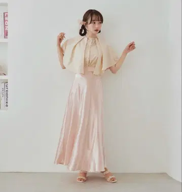 pomii A라인 새틴 스커트 핑크