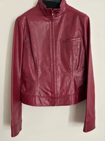 천연 가죽 양가죽 램 가죽 버건디 가죽 자켓 라이더 L 레드