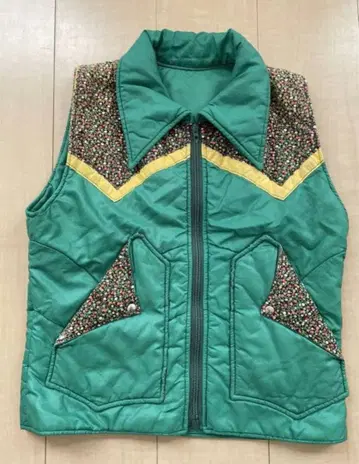 70s 퀼팅 꽃무늬 베스트 빈티지 히피 TALON