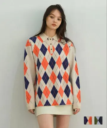 TINA:JOJUN 아가일 무늬 니트 베이지