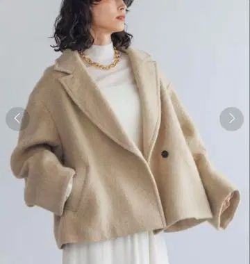 Apart by 헤링본 모헤어 코트 베이지