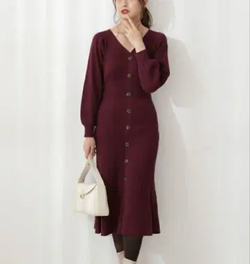 프로포션 바디 드레싱 프론트 버튼 니트 원피스 M