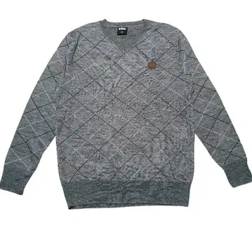 FTC 그레이 다이아몬드 패턴 스웨터 M