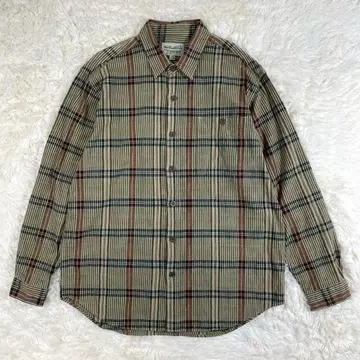 로얄 로빈스 레트로 체크 레귤러 카라 L 각인 버튼 카키 계열