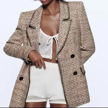 ZARA 자라 자켓 트위드 더블 브레스트