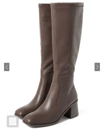 스퀘어토 플레어 힐 가죽 롱 부츠