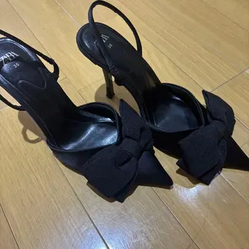 ZARA 블랙 리본 포함 하이힐 36