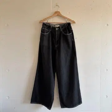 steven alan 블랙 와이드 데님 와이드 팬츠 L