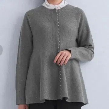 그린 레이블 릴랙싱 펄 페플럼 니트 가디건